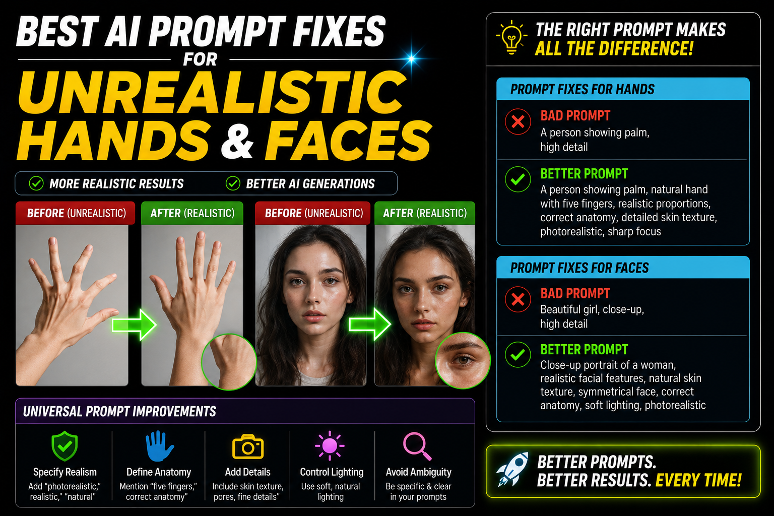 Best AI Prompt Fixes for Unrealistic Hands and Faces